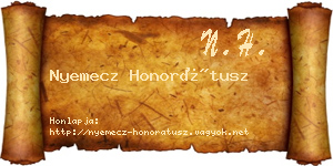 Nyemecz Honorátusz névjegykártya
